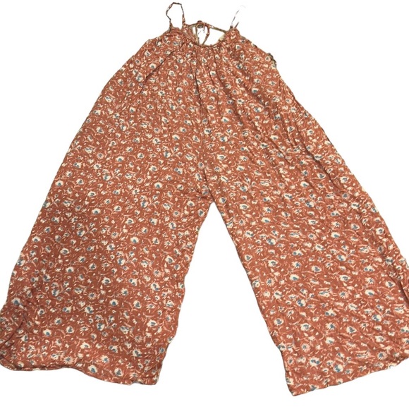 NWT Aakaa Floral Tie Waist Tassel Wide Leg Cropped Jumpsuit - S - Picture 11 of 16